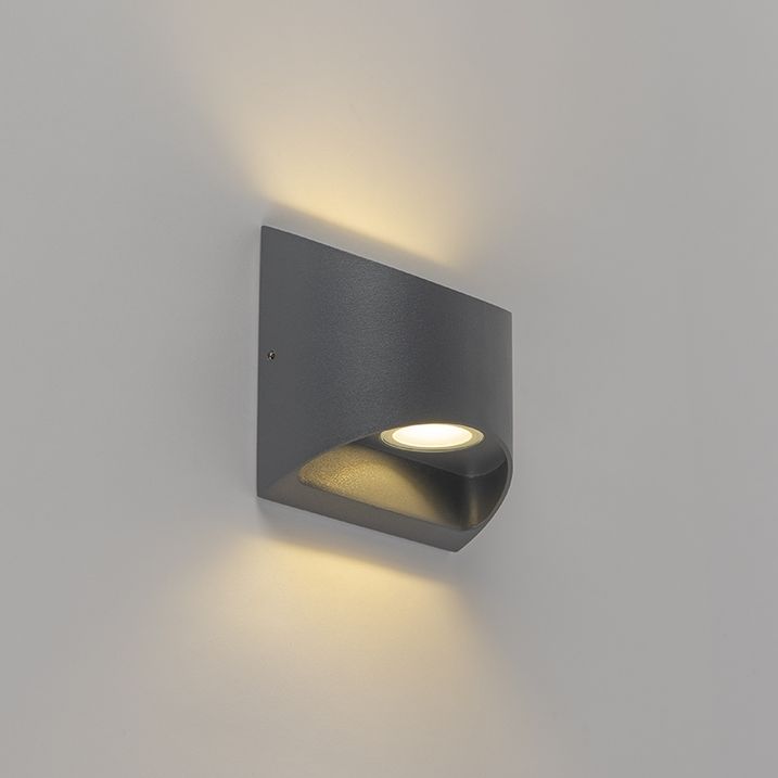Qazqa Moderne Buiten Wandlamp Donkergrijs Incl. LED 2-lichts IP54 - Mal