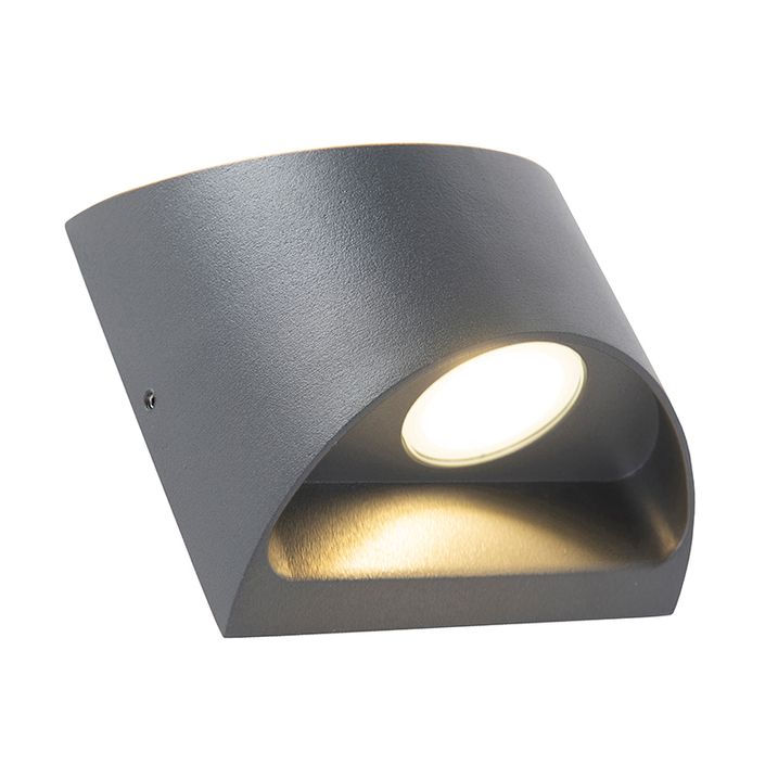 Qazqa Moderne Buiten Wandlamp Donkergrijs Incl. LED 2-lichts IP54 - Mal