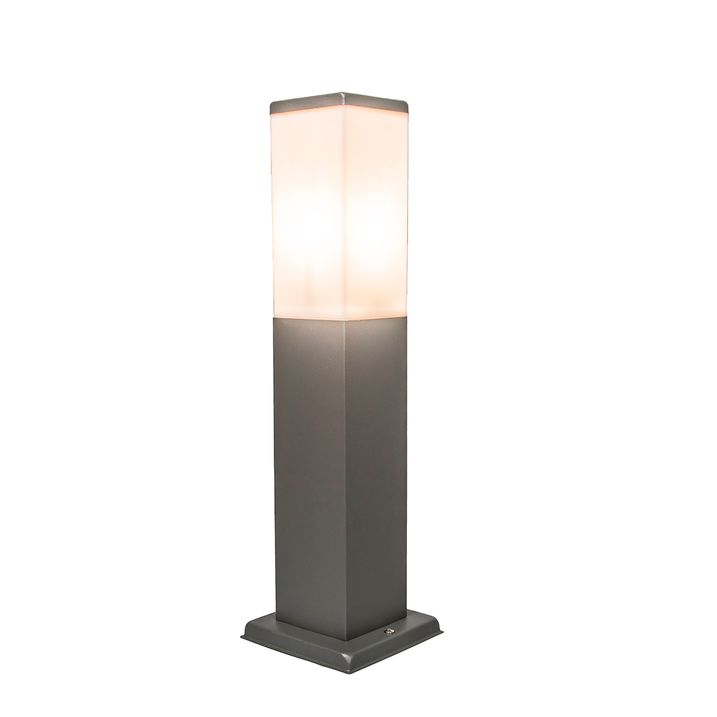 Qazqa Moderne Buitenlamp Paal Donkergrijs Met Opaal 45 Cm IP44 - Malios