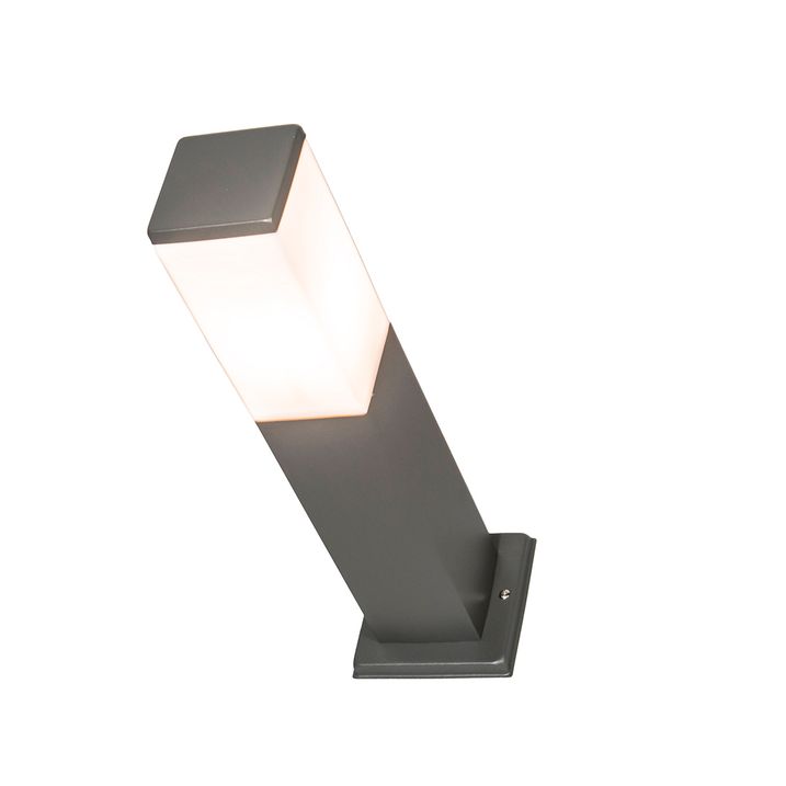 Qazqa Moderne Buitenlamp Paal Donkergrijs Met Opaal 45 Cm IP44 - Malios