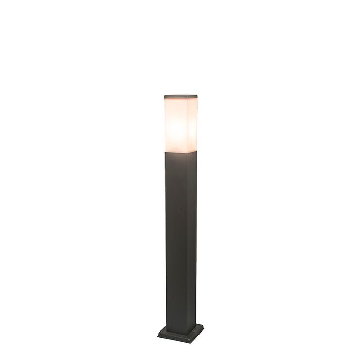 Qazqa Moderne Buitenlamp Paal Donkergrijs Met Opaal 80 Cm IP44 - Malios