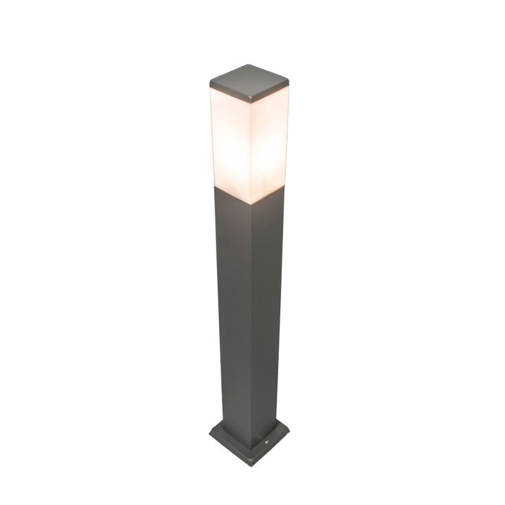Qazqa Moderne Buitenlamp Paal Donkergrijs Met Opaal 80 Cm IP44 - Malios