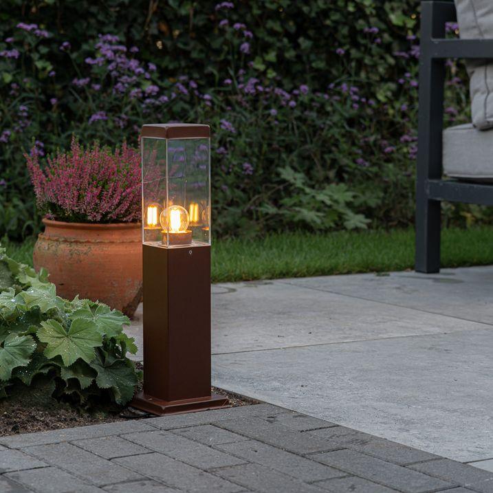 qazqa Moderne buitenlamp paal roestbruin 45 cm - Malios