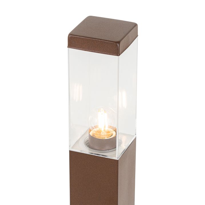 Qazqa Moderne Buitenlamp Paal Roestbruin 80 Cm - Malios