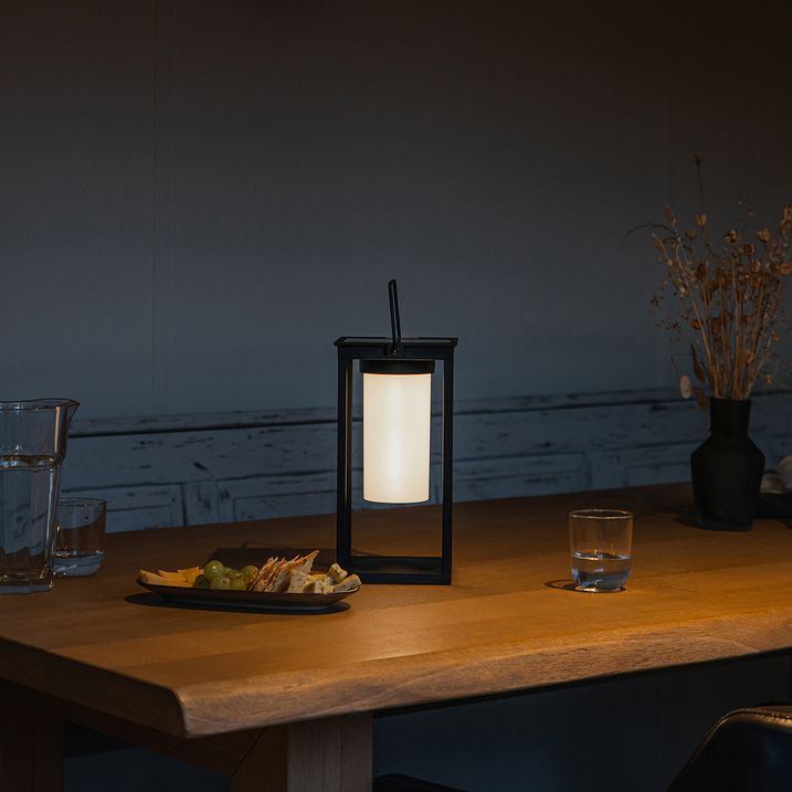 qazqa Moderne buitenlamp zwart incl. LED en dimmer solar - Denlu