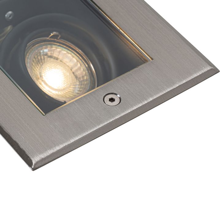 Qazqa Moderne Grondspot Staal 2-lichts Verstelbaar IP65 - Oneon