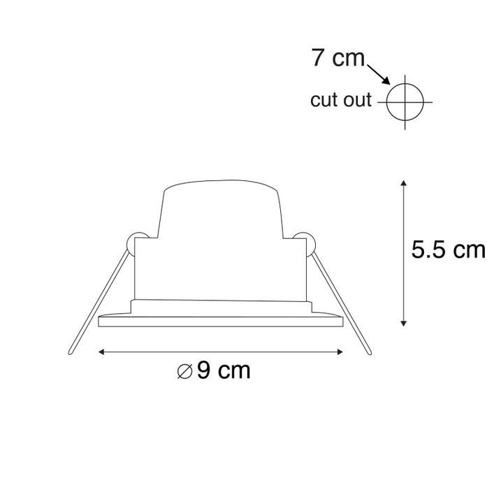 Qazqa Moderne Inbouwspot Zwart Incl. LED 3-staps Dimbaar IP65 - Blanca
