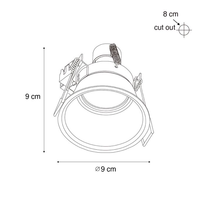 Qazqa Moderne Inbouwspot Zwart Met Goud GU10 50mm IP44 - Dept