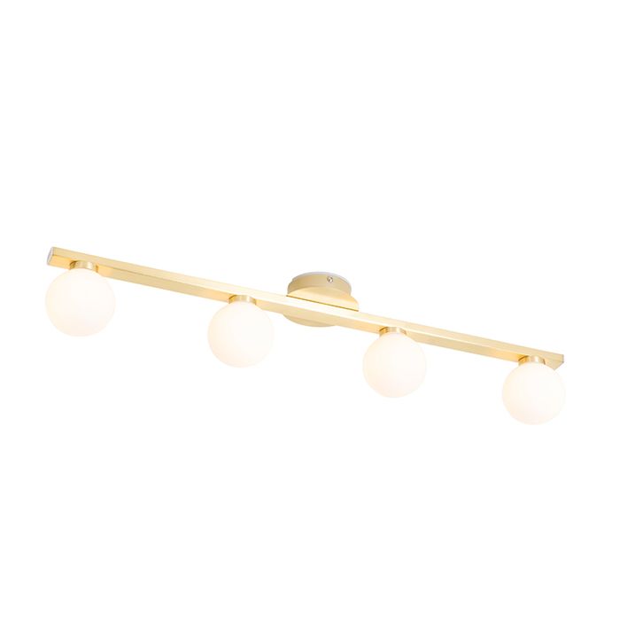 Qazqa Moderne Plafondlamp Messing IP44 4-lichts - Cederic