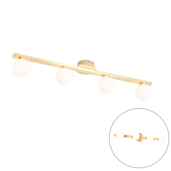 qazqa Moderne plafondlamp messing IP44 4-lichts - Cederic