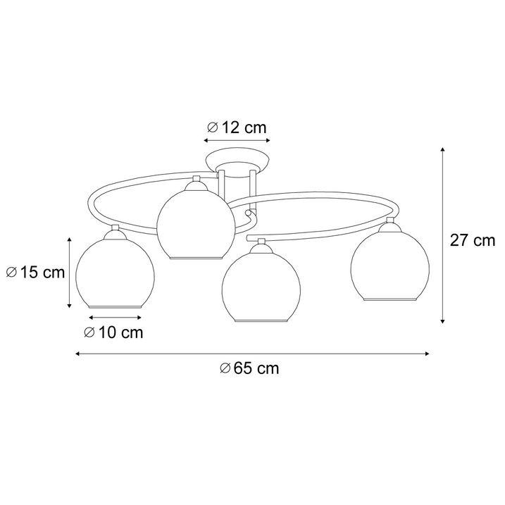 Qazqa Moderne Plafondlamp Messing Met Amber Glas 4-lichts - Alanis