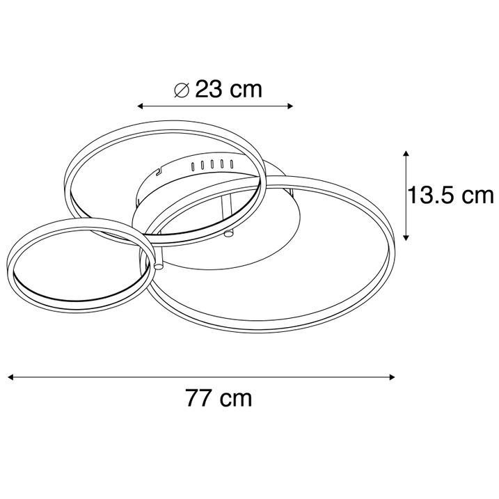 Qazqa Moderne Plafondlamp Zwart Incl. LED En Dimmer- Rondas
