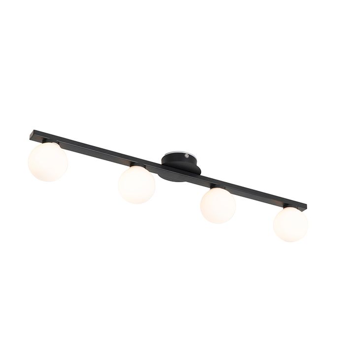 Qazqa Moderne Plafondlamp Zwart IP44 4-lichts - Cederic