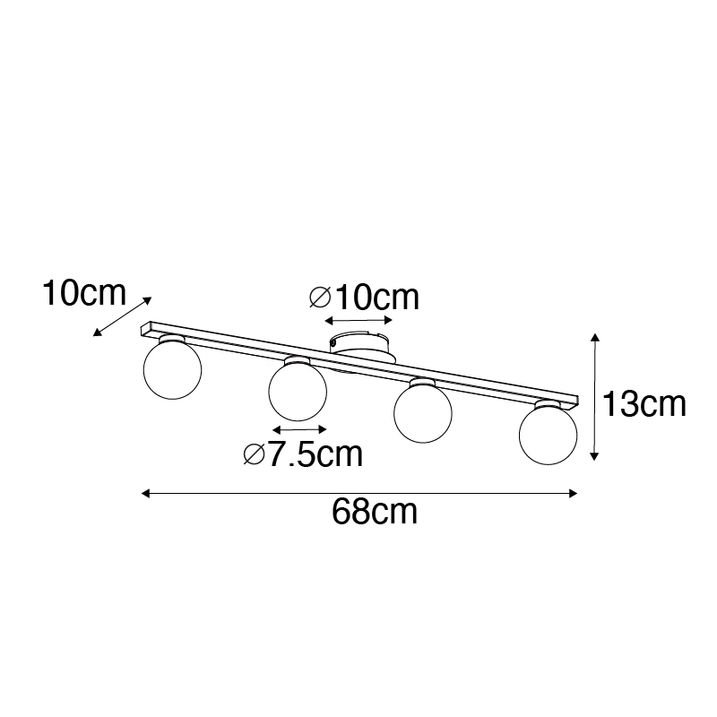 Qazqa Moderne Plafondlamp Zwart IP44 4-lichts - Cederic