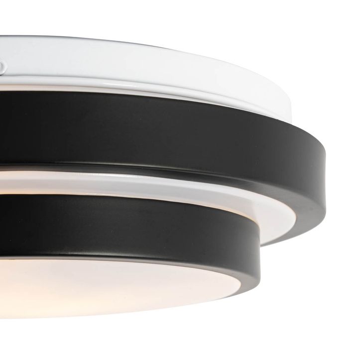 Qazqa Moderne Plafondlamp Zwart Met Wit 25 Cm IP44 - Walden