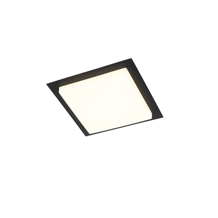 Qazqa Moderne Plafondlamp Zwart Vierkant Incl. LED IP44 - Lys