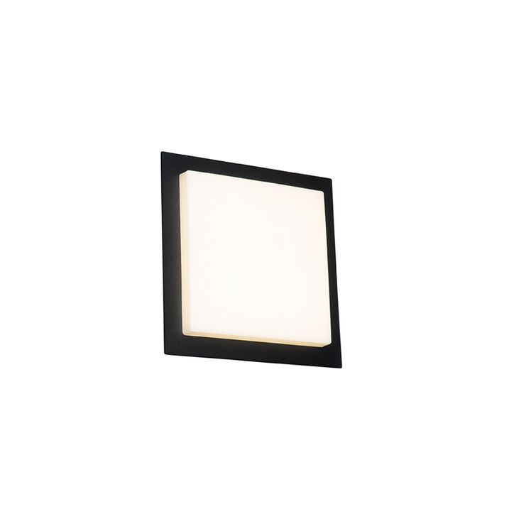 Qazqa Moderne Plafondlamp Zwart Vierkant Incl. LED IP44 - Lys