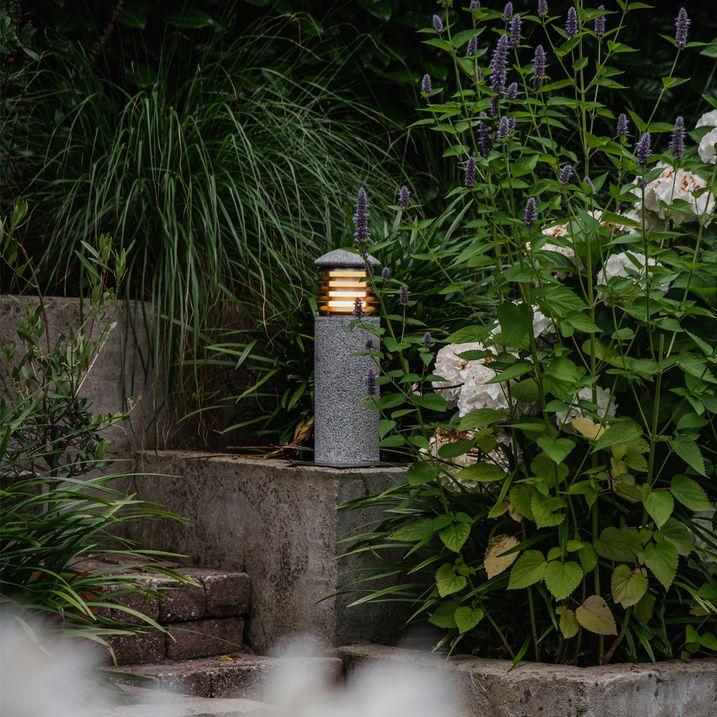 qazqa Moderne staande buitenlamp graniet 40 cm - Happy