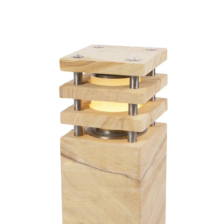 Qazqa Moderne Staande Buitenlamp Zandsteen 40 Cm - Grumpy