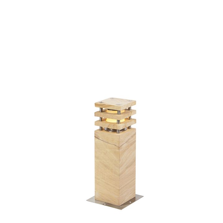 qazqa Moderne staande buitenlamp zandsteen 40 cm - Grumpy