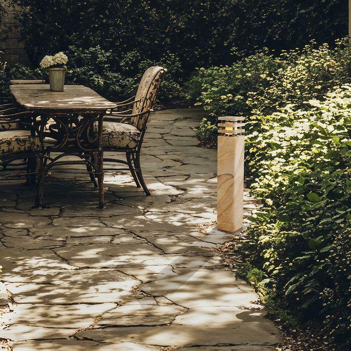 qazqa Moderne staande buitenlamp zandsteen 70 cm - Grumpy