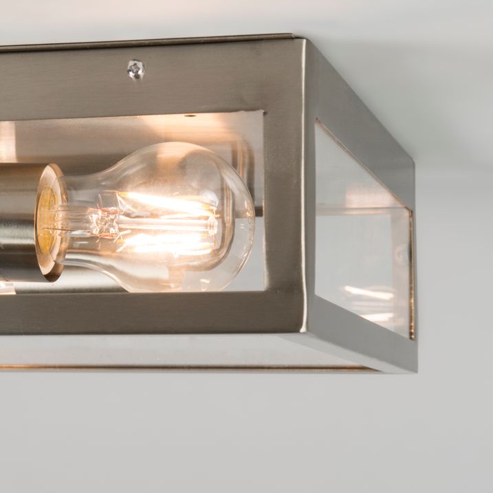 Qazqa Moderne Vierkante Buiten Plafondlamp Staal 2-lichts - Rotterdam