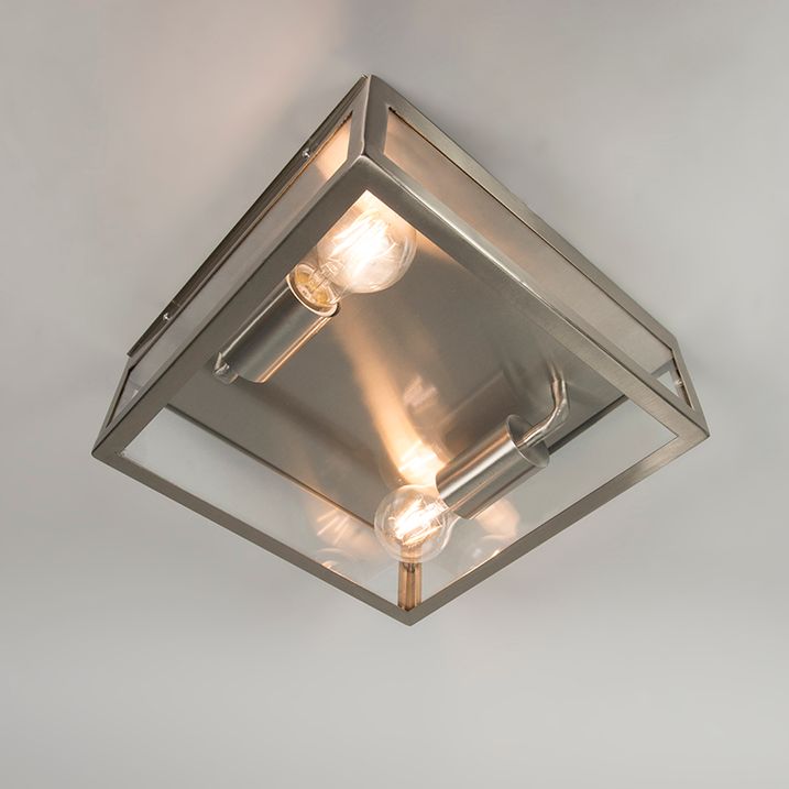 Qazqa Moderne Vierkante Buiten Plafondlamp Staal 2-lichts - Rotterdam