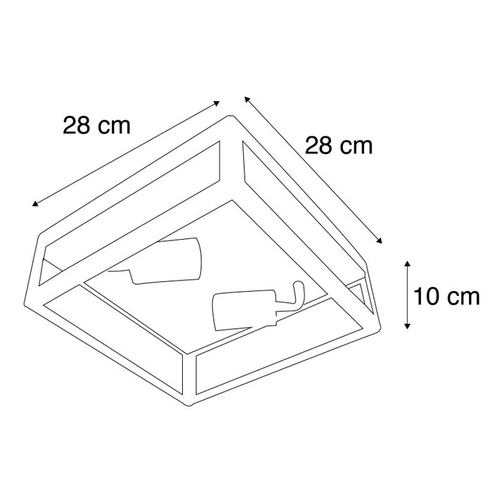 Qazqa Moderne Vierkante Buiten Plafondlamp Staal 2-lichts - Rotterdam