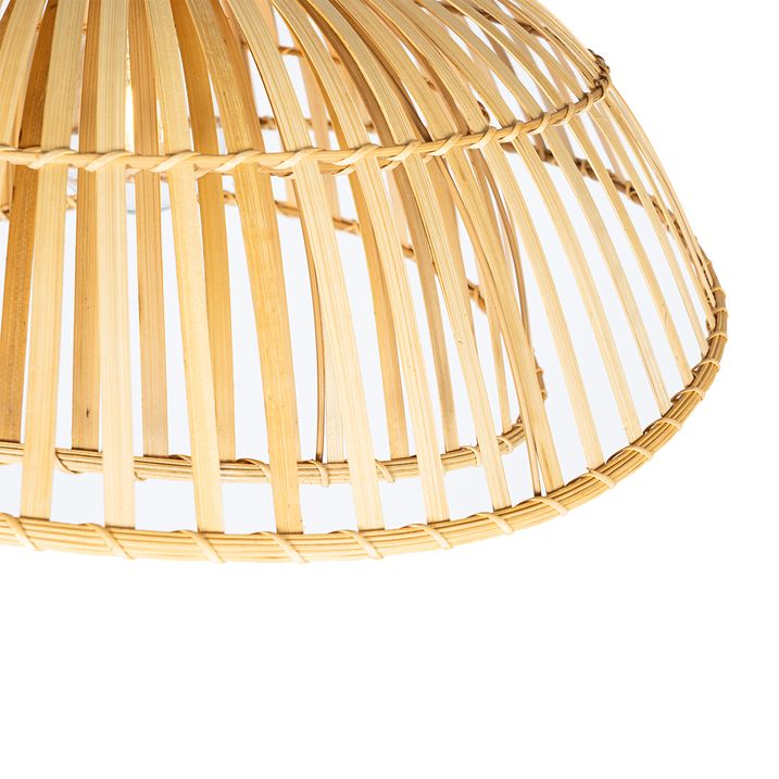 Qazqa Oosterse Booglamp Zwart Met Naturel Bamboe - Pua