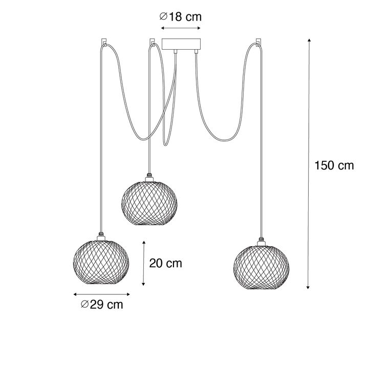 Qazqa Oosterse Buiten Hanglamp Bamboe 3-lichts IP44 - Rafael