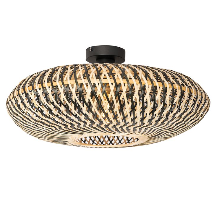 Qazqa Oosterse Plafondlamp Zwart Bamboe 50 Cm - Ostrava