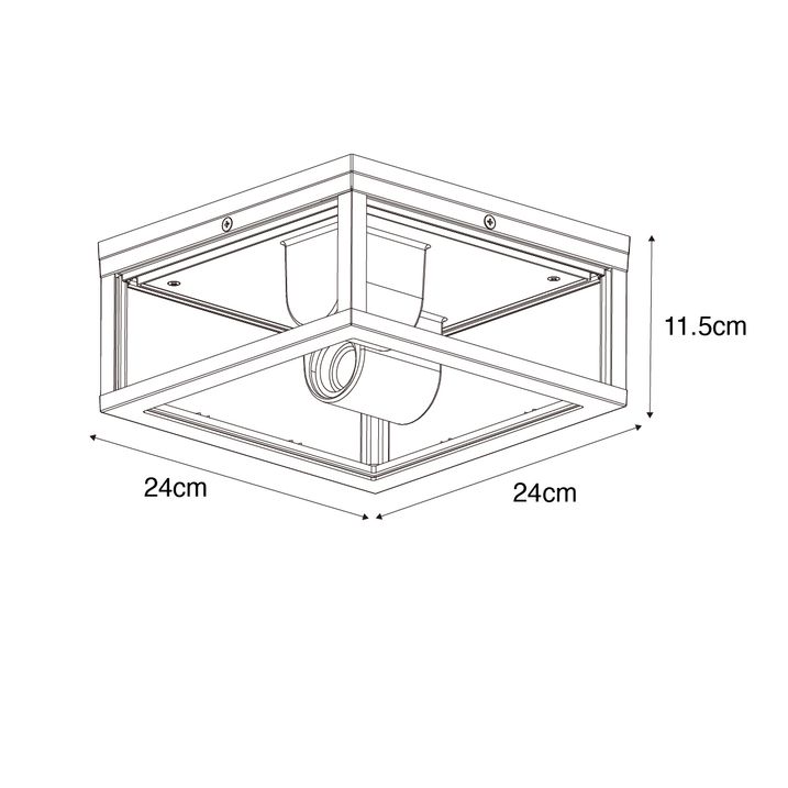 Qazqa Plafondlamp Zwart Met Smoke Glas 2-lichts IP44 - Charlois