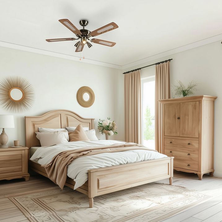 qazqa Plafondventilator brons met hout 110cm 3-lichts met trekschakelaar - Mistral