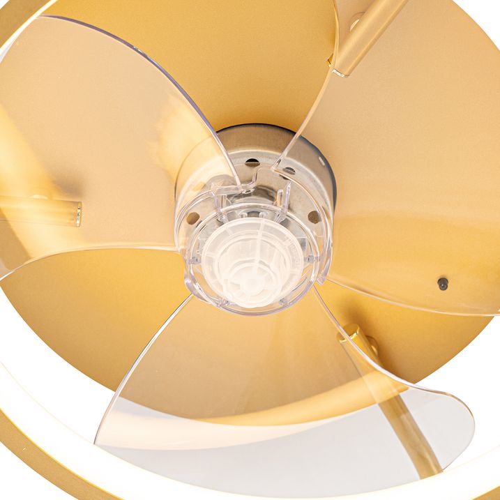 Qazqa Plafondventilator Goud 46.5cm Incl. LED Met Afstandsbediening - Kees