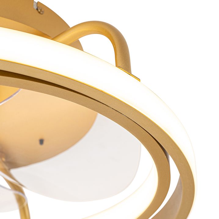 Qazqa Plafondventilator Goud 46.5cm Incl. LED Met Afstandsbediening - Kees