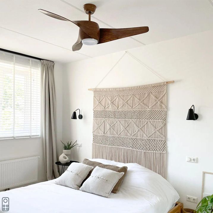 qazqa Plafondventilator hout incl. LED met afstandsbediening - Sirocco 50