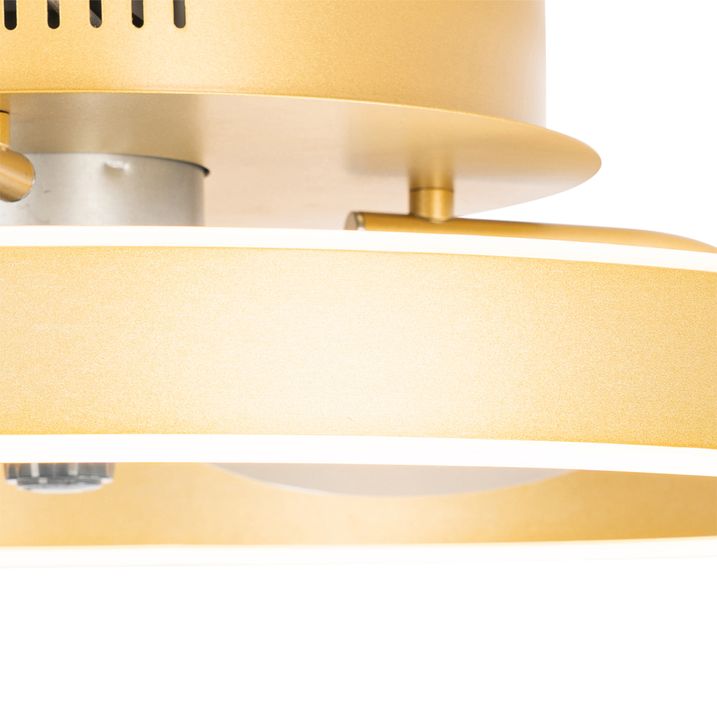 Qazqa Plafondventilator Messing 50cm Incl. LED Dimbaar Met Afstandsbediening - Maddy