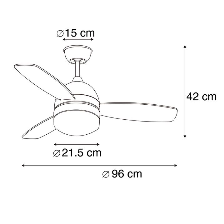 Qazqa Plafondventilator Messing 96cm Met Afstandsbediening - Rotar