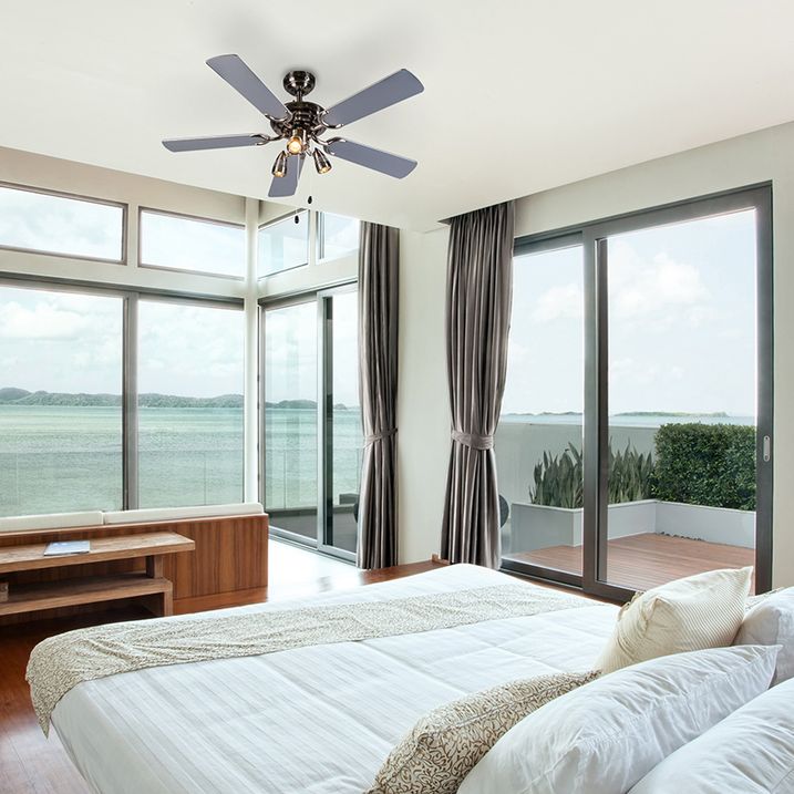 Qazqa Plafondventilator Staal 110cm 3-lichts Met Trekschakelaar - Mistral