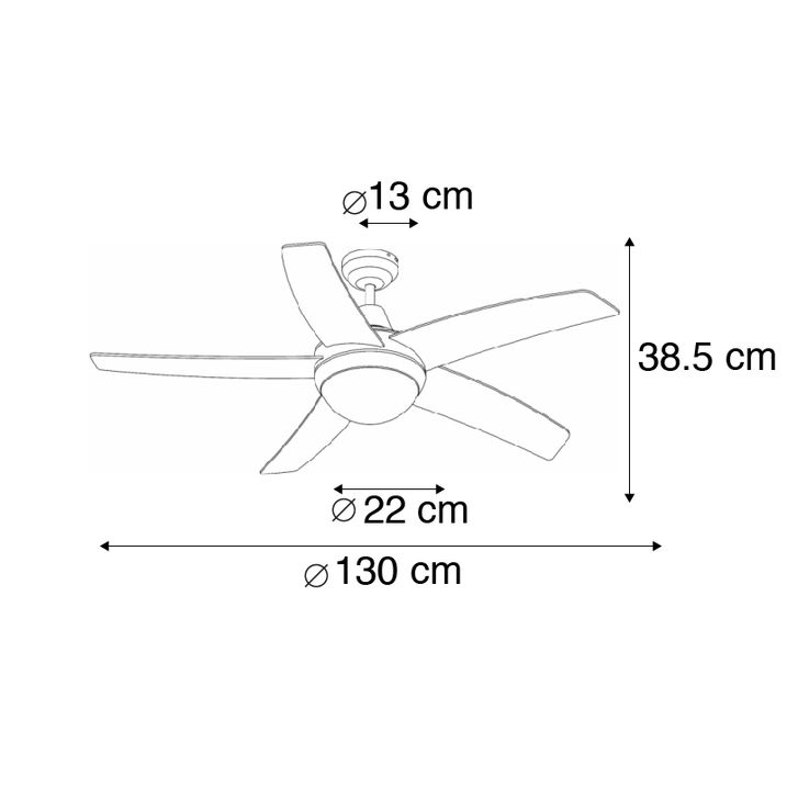 Qazqa Plafondventilator Staal 132cm Met Afstandsbediening - Cool