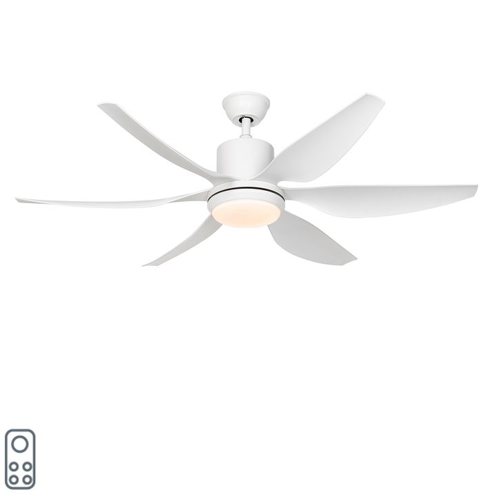 qazqa Plafondventilator wit 137cm incl. LED dimbaar met afstandsbediening - Tak