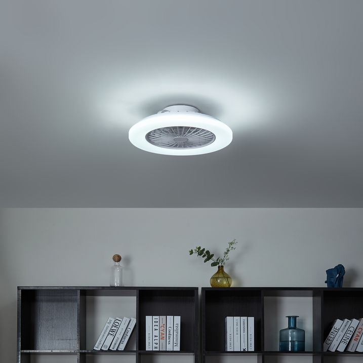 qazqa Plafondventilator wit 48.5cm incl. LED dimbaar in Kelvin met afstandsbediening - Clemo