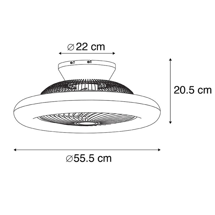 Qazqa Plafondventilator Wit 55.5cm Incl. LED Dimbaar Met Afstandsbediening - Clima