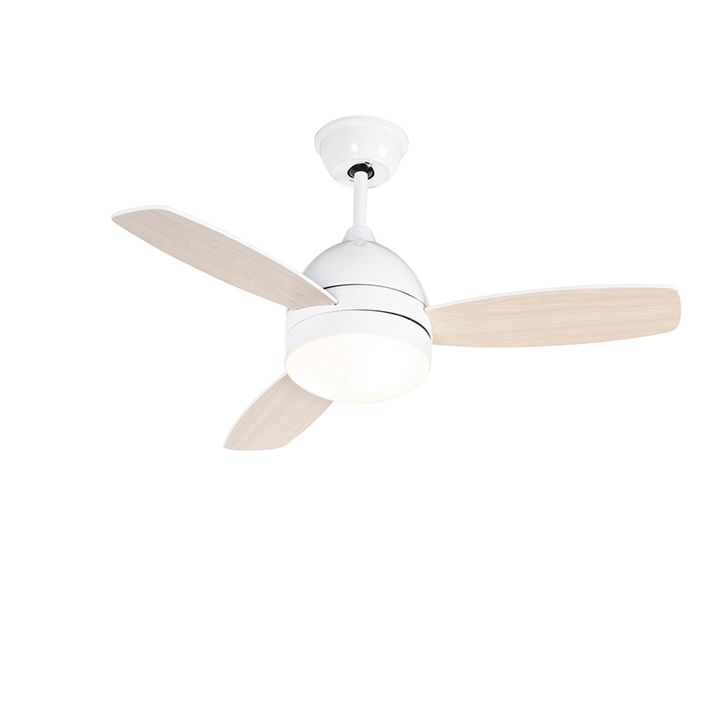 Qazqa Plafondventilator Wit Met Hout Print 96cm Met Afstandsbediening - Rotar