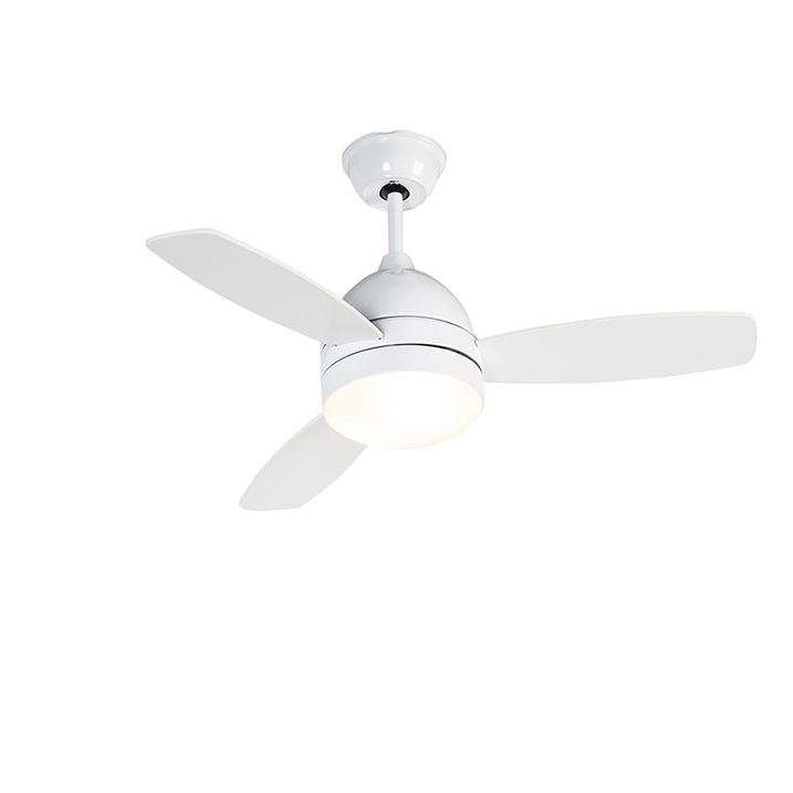 Qazqa Plafondventilator Wit Met Hout Print 96cm Met Afstandsbediening - Rotar