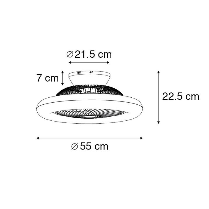 Qazqa Plafondventilator Zilver 55.5cm Incl. LED Dimbaar Met Afstandsbediening - Clima