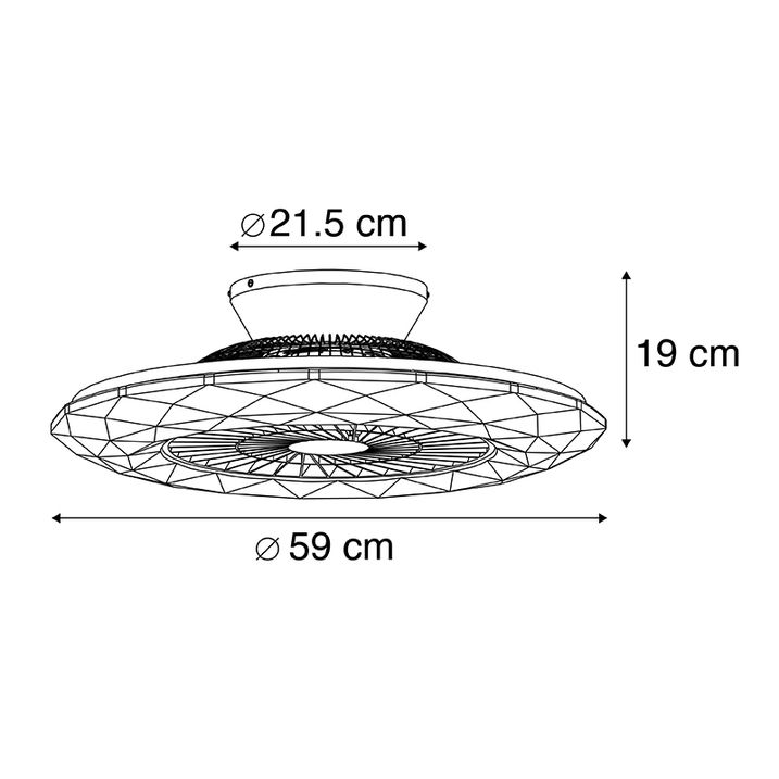 Qazqa Plafondventilator Zilver Met Ster Effect 59cm Incl. LED Dimbaar Met Afstandsbediening - Clima