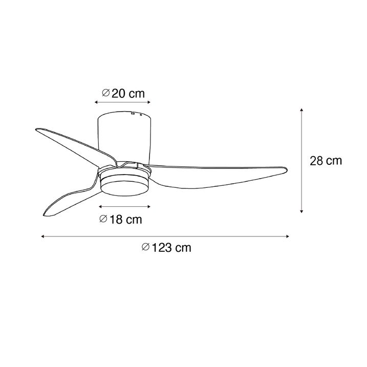 Qazqa Plafondventilator Zwart 123cm Incl. LED Dimbaar Met Afstandsbediening - Patty
