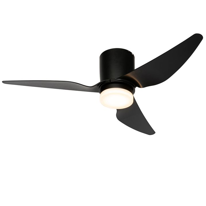 qazqa Plafondventilator zwart 123cm incl. LED dimbaar met afstandsbediening - Patty