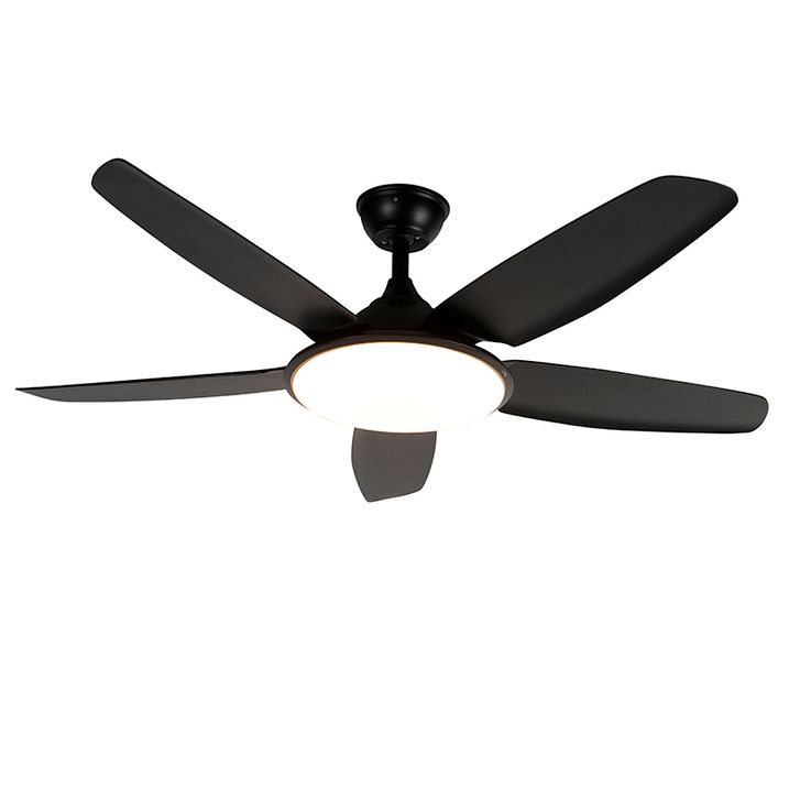 Qazqa Plafondventilator Zwart 130cm Incl. LED Dimbaar Met Afstandsbediening - Vifte